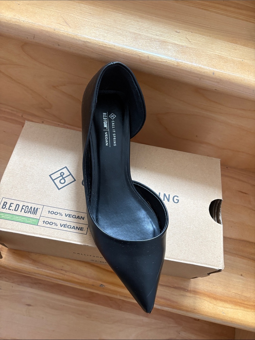 Call It Spring Black Pointed D'Orsay Heel Pump